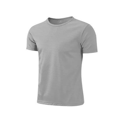 Mens Casual White Short Sleeve T-Shirt - Breathable Quick Dry Gym Top - ZOOMNSTORE