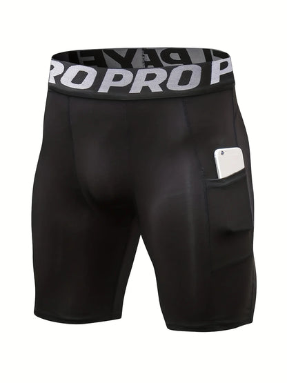 Mens Compression Running Shorts - Spandex Athletic Shorts with Pocket - ZOOMNSTORE