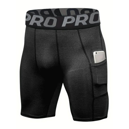 Mens Compression Running Shorts - Spandex Athletic Shorts with Pocket - ZOOMNSTORE