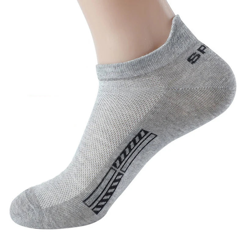 Mens Cotton Ankle Socks - 5 Pairs Breathable Low-Cut Casual Sports Socks - ZOOMNSTORE