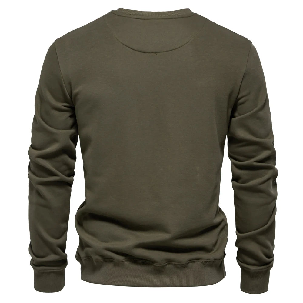 Mens Cotton-Blend Crew Neck Sweatshirt - Casual Sport Pullover Top - ZOOMNSTORE