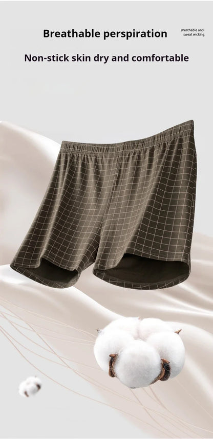 Mens Cotton Boxers | Comfortable Loose Casual Sleepwear Boxers In Soft Knit Fabric Plaid Design - ZOOMNSTORE