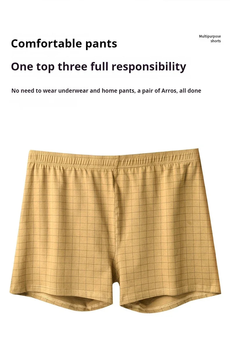 Mens Cotton Boxers | Comfortable Loose Casual Sleepwear Boxers In Soft Knit Fabric Plaid Design - ZOOMNSTORE