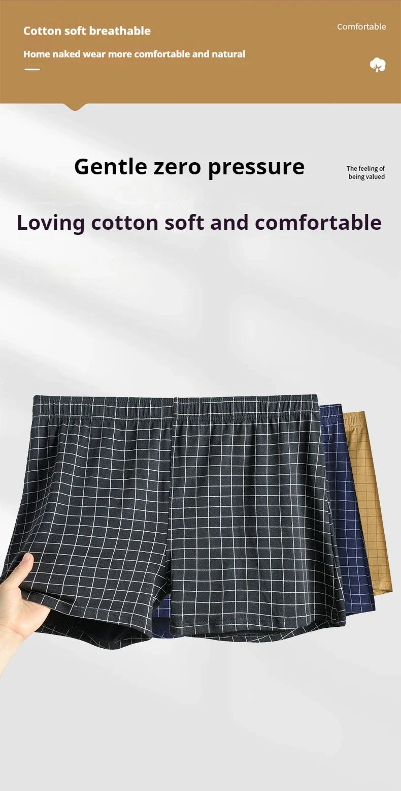Mens Cotton Boxers | Comfortable Loose Casual Sleepwear Boxers In Soft Knit Fabric Plaid Design - ZOOMNSTORE