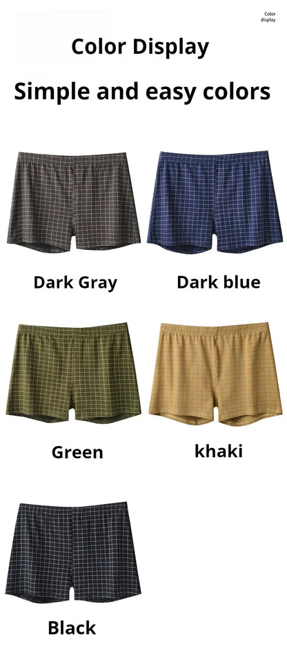 Mens Cotton Boxers | Comfortable Loose Casual Sleepwear Boxers In Soft Knit Fabric Plaid Design - ZOOMNSTORE