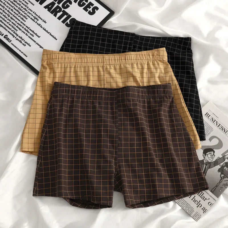 Mens Cotton Boxers | Comfortable Loose Casual Sleepwear Boxers In Soft Knit Fabric Plaid Design - ZOOMNSTORE
