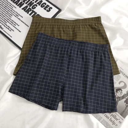 Mens Cotton Boxers | Comfortable Loose Casual Sleepwear Boxers In Soft Knit Fabric Plaid Design - ZOOMNSTORE