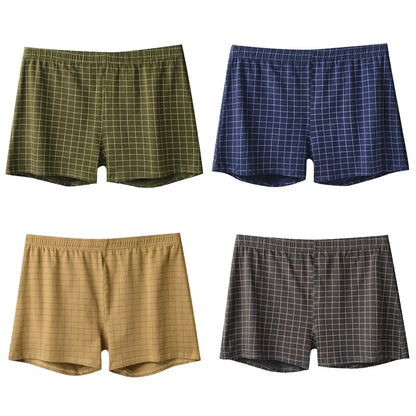 Mens Cotton Boxers | Comfortable Loose Casual Sleepwear Boxers In Soft Knit Fabric Plaid Design - ZOOMNSTORE