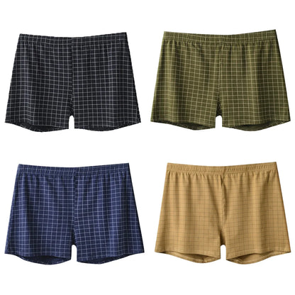 Mens Cotton Boxers | Comfortable Loose Casual Sleepwear Boxers In Soft Knit Fabric Plaid Design - ZOOMNSTORE