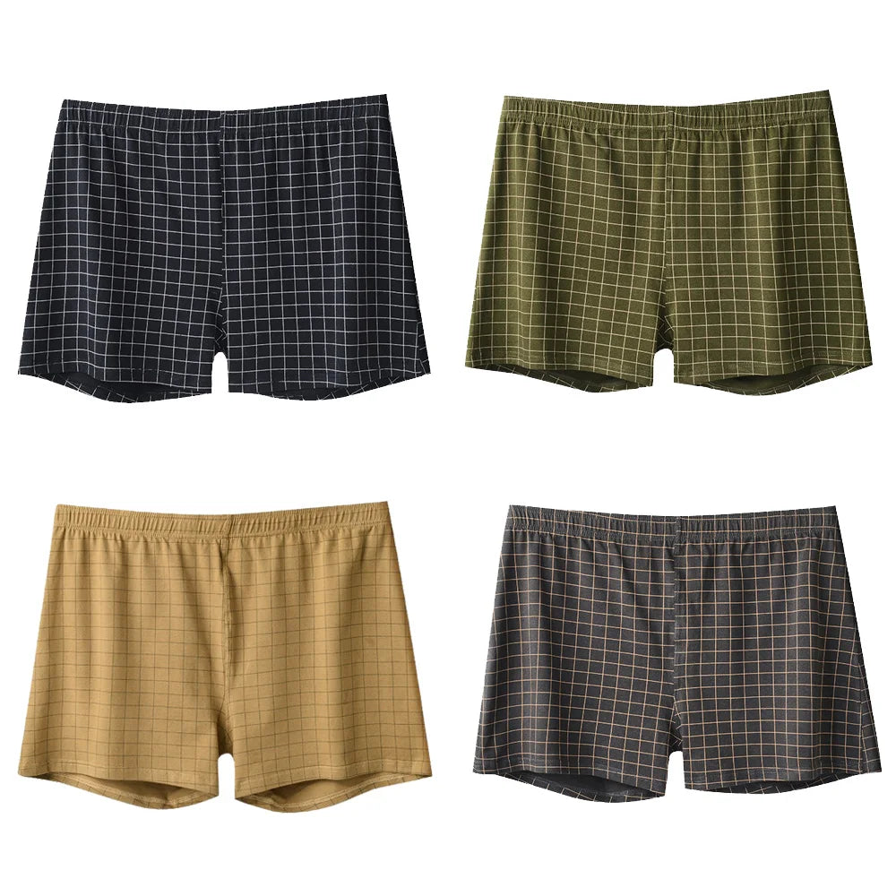 Mens Cotton Boxers | Comfortable Loose Casual Sleepwear Boxers In Soft Knit Fabric Plaid Design - ZOOMNSTORE
