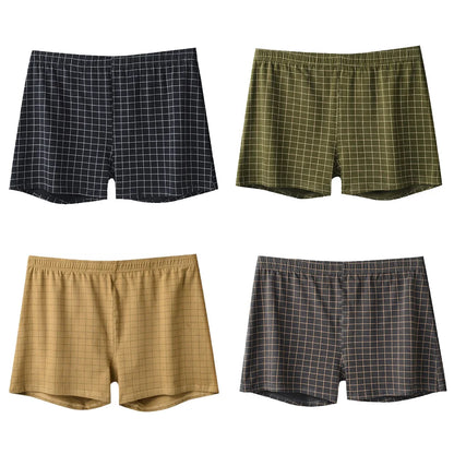 Mens Cotton Boxers | Comfortable Loose Casual Sleepwear Boxers In Soft Knit Fabric Plaid Design - ZOOMNSTORE