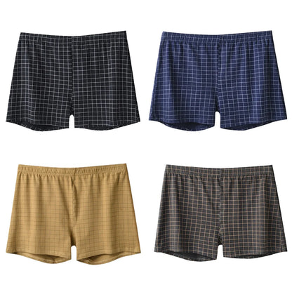 Mens Cotton Boxers | Comfortable Loose Casual Sleepwear Boxers In Soft Knit Fabric Plaid Design - ZOOMNSTORE
