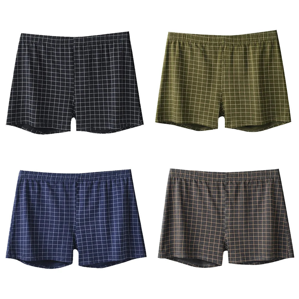 Mens Cotton Boxers | Comfortable Loose Casual Sleepwear Boxers In Soft Knit Fabric Plaid Design - ZOOMNSTORE