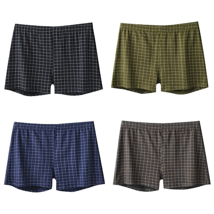 Mens Cotton Boxers | Comfortable Loose Casual Sleepwear Boxers In Soft Knit Fabric Plaid Design - ZOOMNSTORE