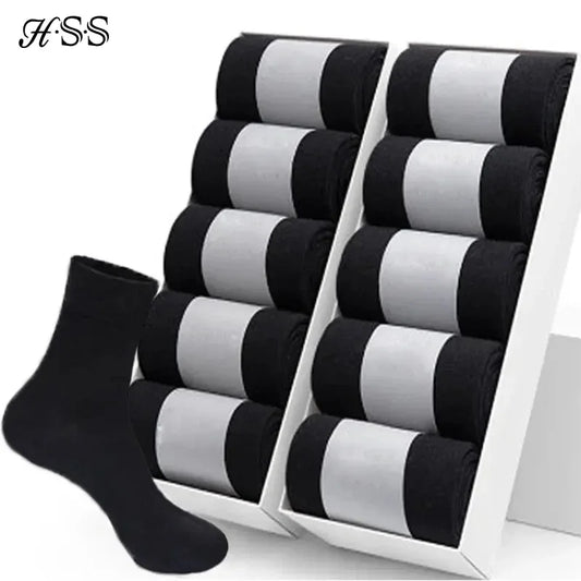 Mens Cotton Crew Socks - 10 Pairs Casual Business Breathable Size 38-45 - ZOOMNSTORE