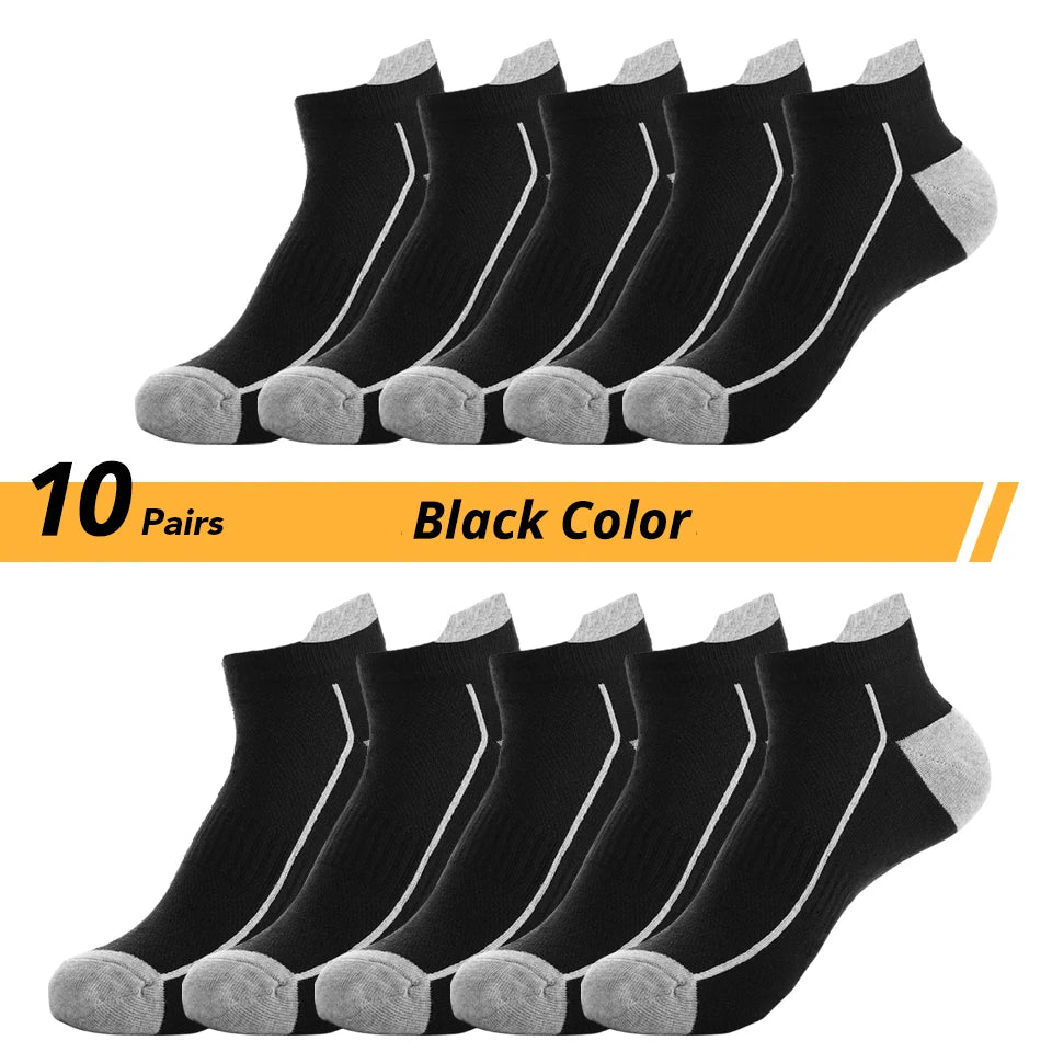 Mens Cotton Crew Socks - 10 Pairs Casual Business Breathable Size 38-45 - ZOOMNSTORE