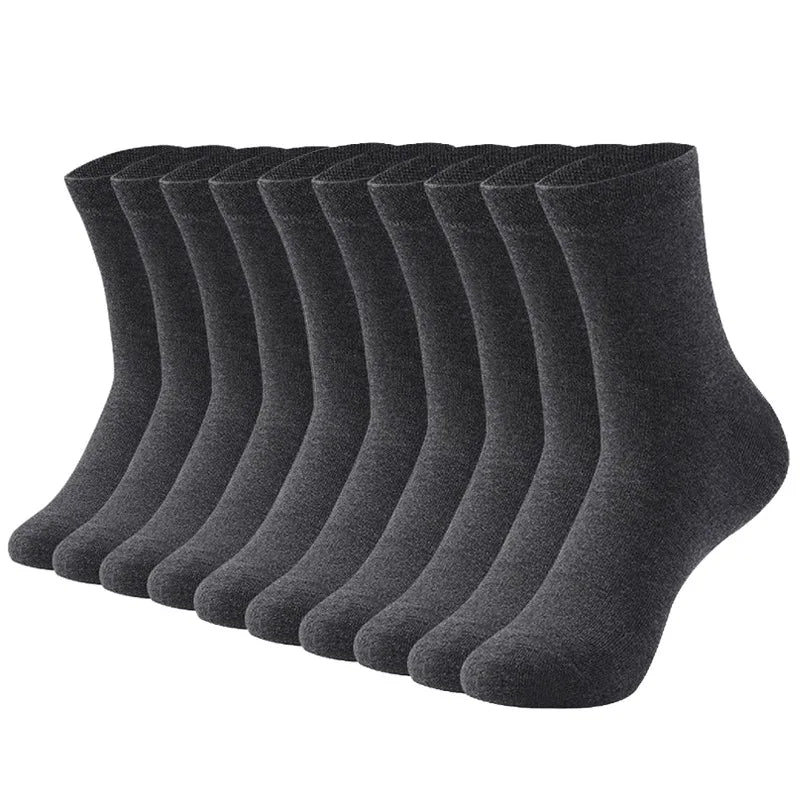 Mens Cotton Crew Socks - 10 Pairs Casual Business Breathable Size 38-45 - ZOOMNSTORE