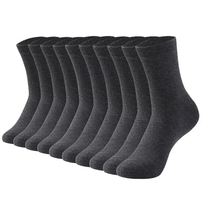 Mens Cotton Crew Socks - 10 Pairs Casual Business Breathable Size 38-45 - ZOOMNSTORE