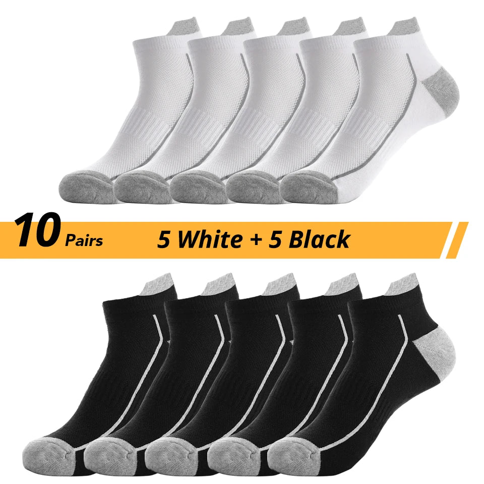 Mens Cotton Crew Socks - 10 Pairs Casual Business Breathable Size 38-45 - ZOOMNSTORE