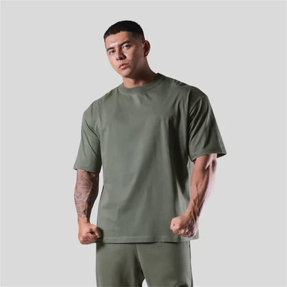 Mens Cotton Gym Shirt - Short Sleeve Fitness Tee M-XXXL - ZOOMNSTORE