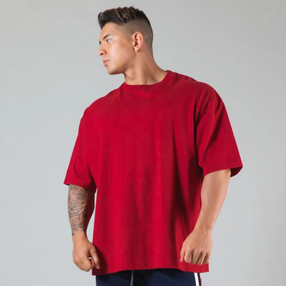 Mens Cotton Gym Shirt - Short Sleeve Fitness Tee M-XXXL - ZOOMNSTORE