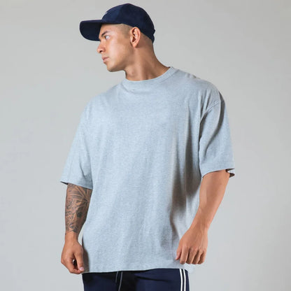 Mens Cotton Gym Shirt - Short Sleeve Fitness Tee M-XXXL - ZOOMNSTORE