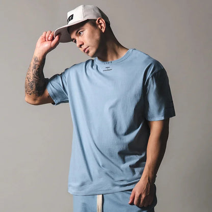 Mens Cotton Gym Shirt - Short Sleeve Fitness Tee M-XXXL - ZOOMNSTORE