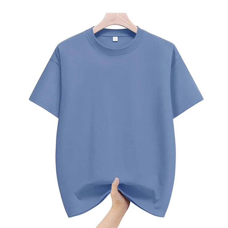 Mens Cotton Summer T-Shirts - Plus Size 4XL 5XL Solid Tops - ZOOMNSTORE