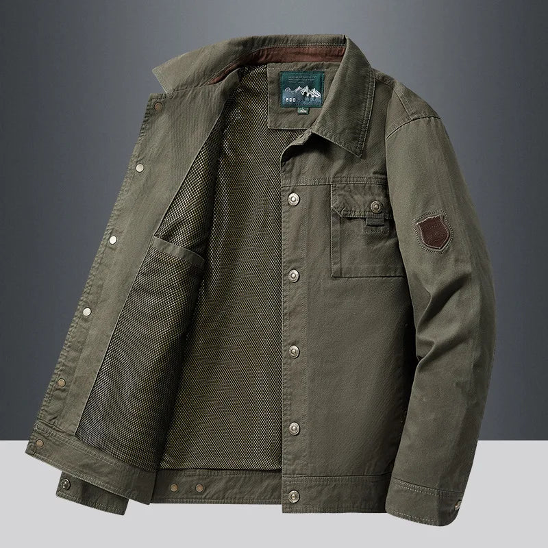 Mens Cotton Windbreaker Bomber Jacket - Casual Military Tactical Coat - ZOOMNSTORE