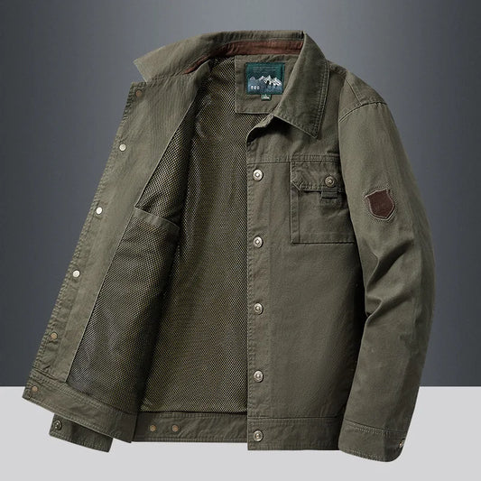 Mens Cotton Windbreaker Bomber Jacket - Casual Military Tactical Coat - ZOOMNSTORE