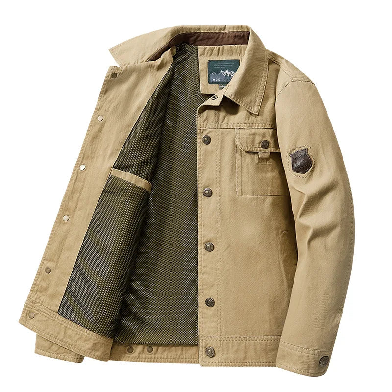 Mens Cotton Windbreaker Bomber Jacket - Casual Military Tactical Coat - ZOOMNSTORE
