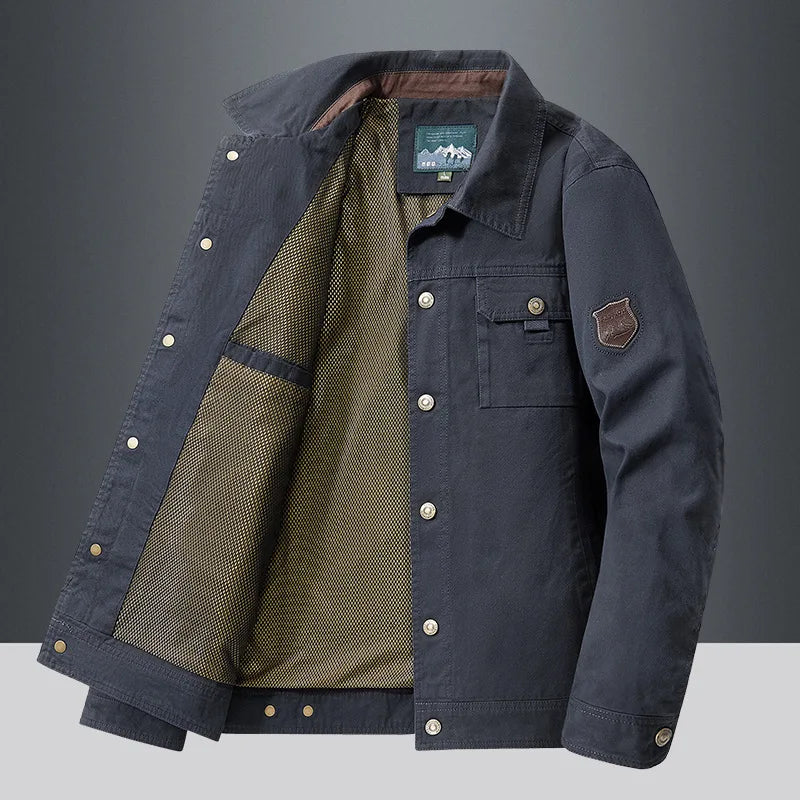 Mens Cotton Windbreaker Bomber Jacket - Casual Military Tactical Coat - ZOOMNSTORE