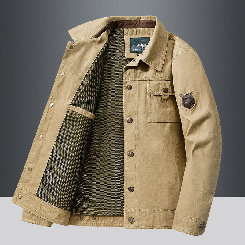 Mens Cotton Windbreaker Bomber Jacket - Casual Military Tactical Coat - ZOOMNSTORE