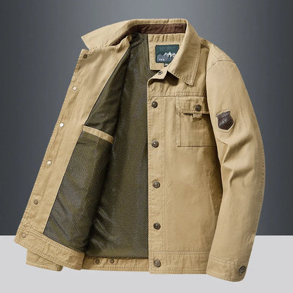 Mens Cotton Windbreaker Bomber Jacket - Casual Military Tactical Coat - ZOOMNSTORE