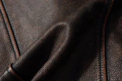 Mens Cowhide Leather Motorcycle Jacket - Plus Size Autumn Winter Stand Collar - ZOOMNSTORE
