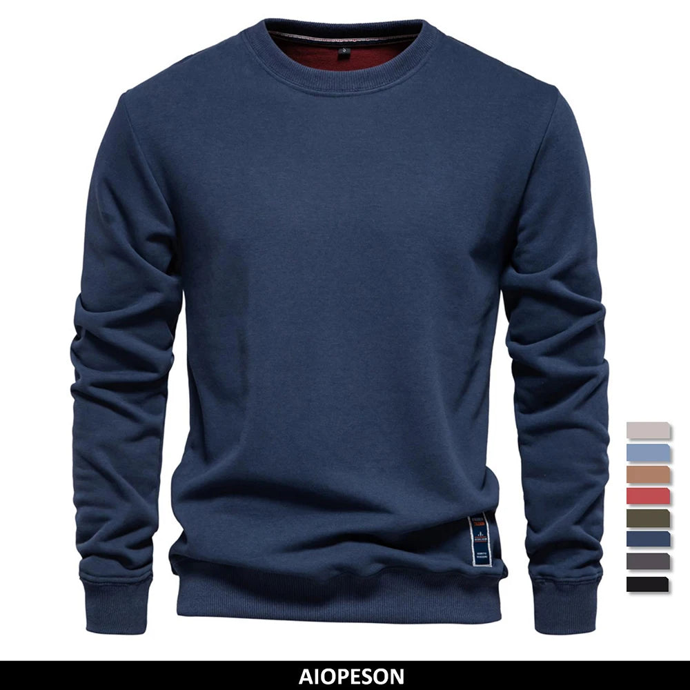 Mens Cotton-Blend Crew Neck Sweatshirt - Casual Sport Pullover Top - ZOOMNSTORE