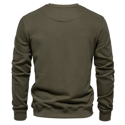 Mens Cotton-Blend Crew Neck Sweatshirt - Casual Sport Pullover Top - ZOOMNSTORE