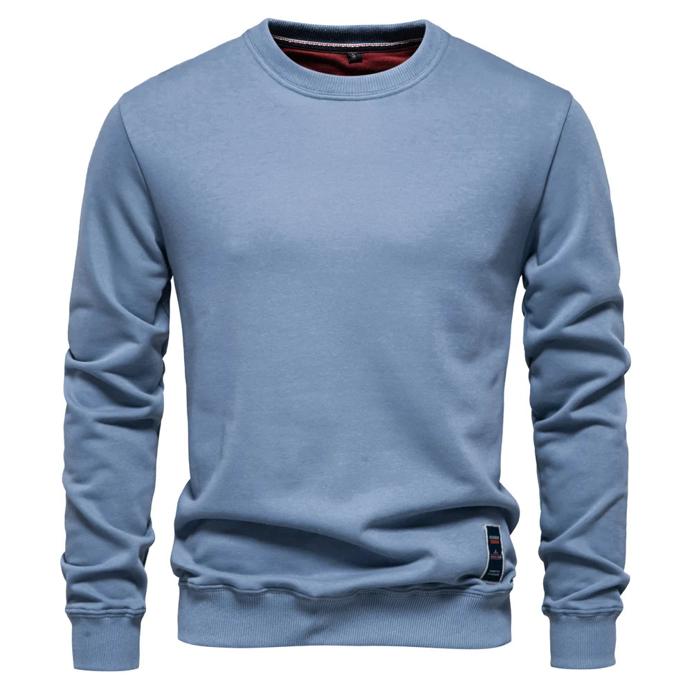 Mens Cotton-Blend Crew Neck Sweatshirt - Casual Sport Pullover Top - ZOOMNSTORE