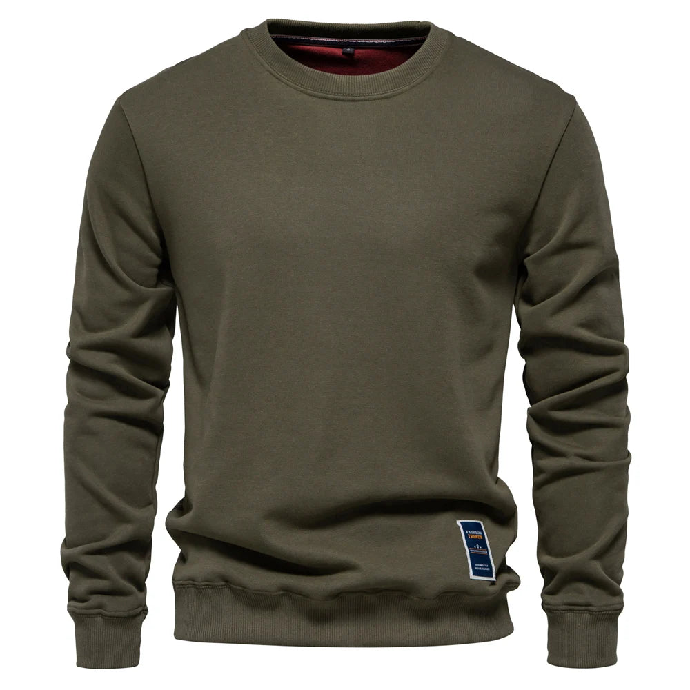 Mens Cotton-Blend Crew Neck Sweatshirt - Casual Sport Pullover Top - ZOOMNSTORE