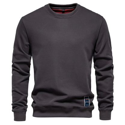 Mens Cotton-Blend Crew Neck Sweatshirt - Casual Sport Pullover Top - ZOOMNSTORE