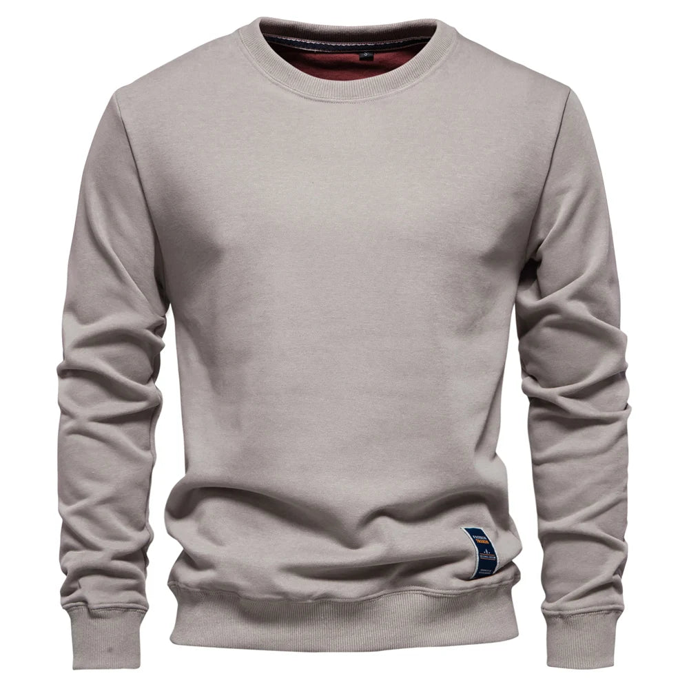 Mens Cotton-Blend Crew Neck Sweatshirt - Casual Sport Pullover Top - ZOOMNSTORE
