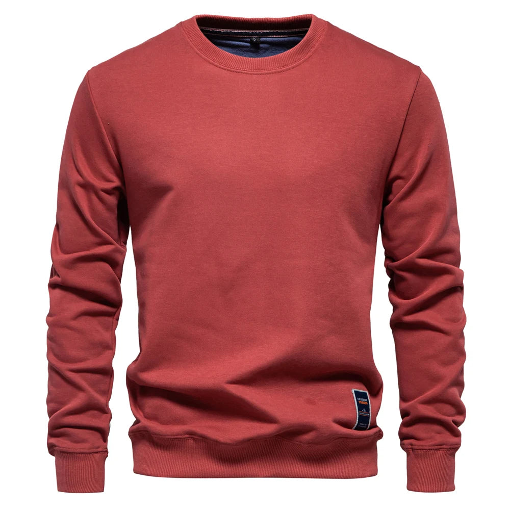 Mens Cotton-Blend Crew Neck Sweatshirt - Casual Sport Pullover Top - ZOOMNSTORE