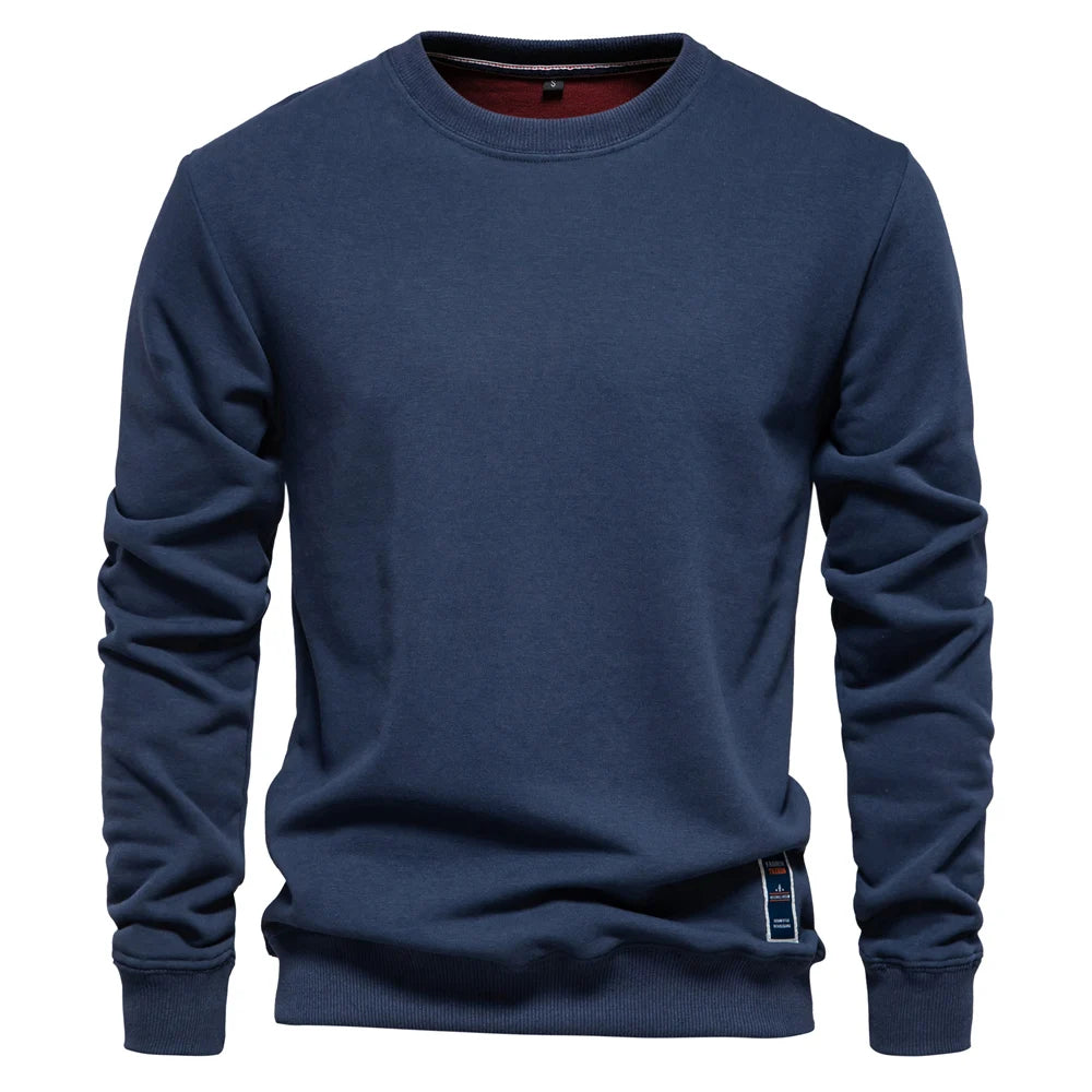 Mens Cotton-Blend Crew Neck Sweatshirt - Casual Sport Pullover Top - ZOOMNSTORE