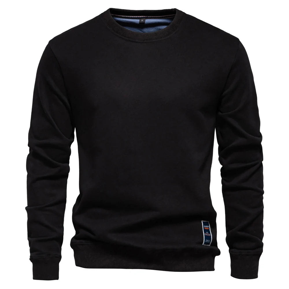 Mens Cotton-Blend Crew Neck Sweatshirt - Casual Sport Pullover Top - ZOOMNSTORE