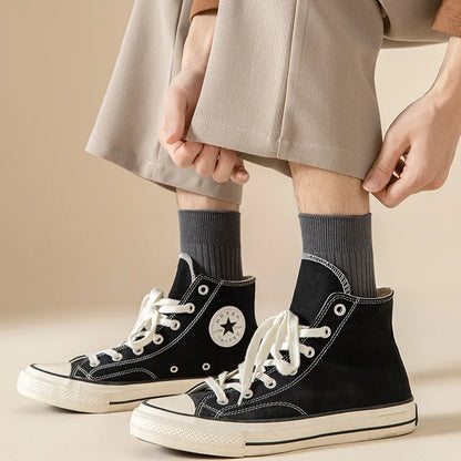 Mens Crew Socks - 3 Pairs Black  White Casual Cotton Streetwear - ZOOMNSTORE