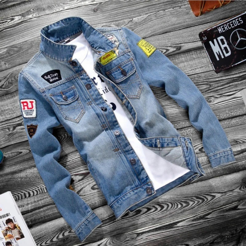 2025 Luxury Mens Denim Jackets Fashion Hole Jeans Jacket Mens Cotton Outwear Jackets Coat Long Sleeve Male Clothing Size 3XL 50 - ZOOMNSTORE