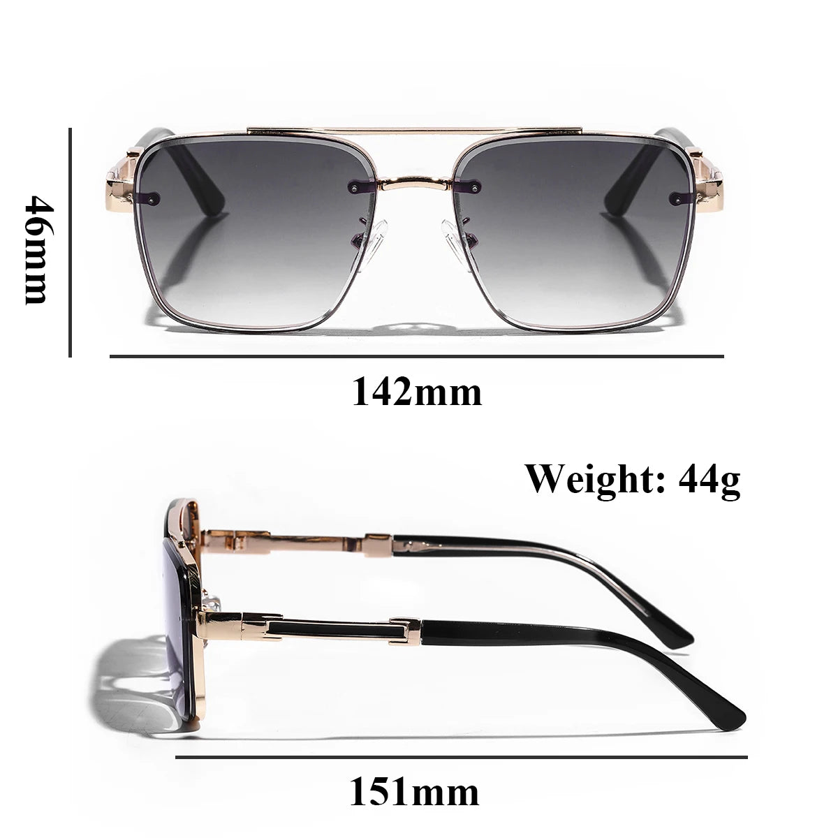 Mens Designer Sunglasses - UV400 Metal Frame Gradient Shades - ZOOMNSTORE