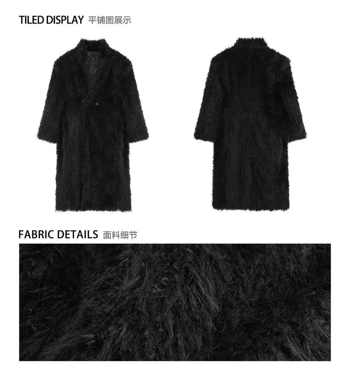 Mens Faux Fur Coat - Thick Warm Winter Fur Jacket With Loose Fit Trench Coat - ZOOMNSTORE