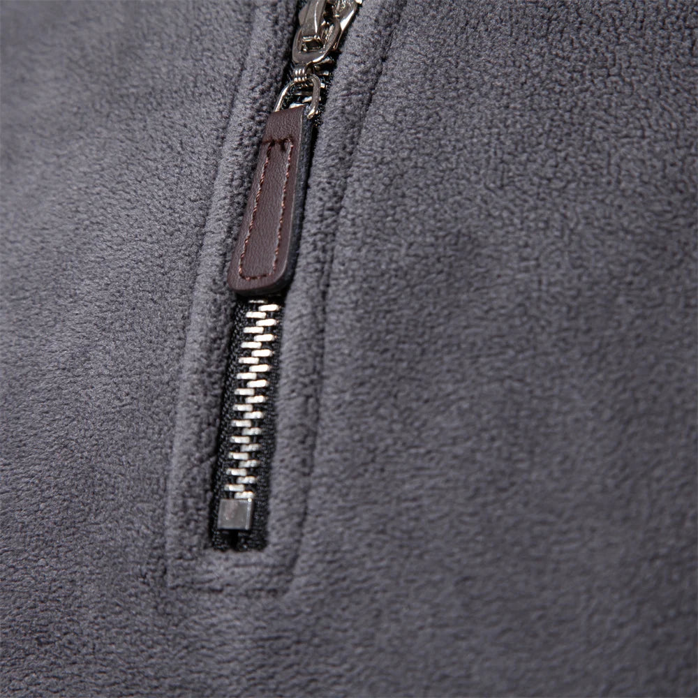Mens Fleece Pullover Jacket - Warm Zipper Neck Sweatshirt - ZOOMNSTORE
