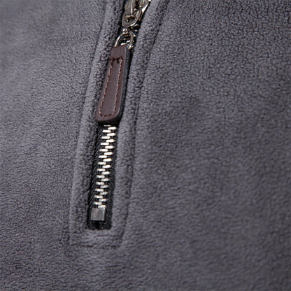 Mens Fleece Pullover Jacket - Warm Zipper Neck Sweatshirt - ZOOMNSTORE